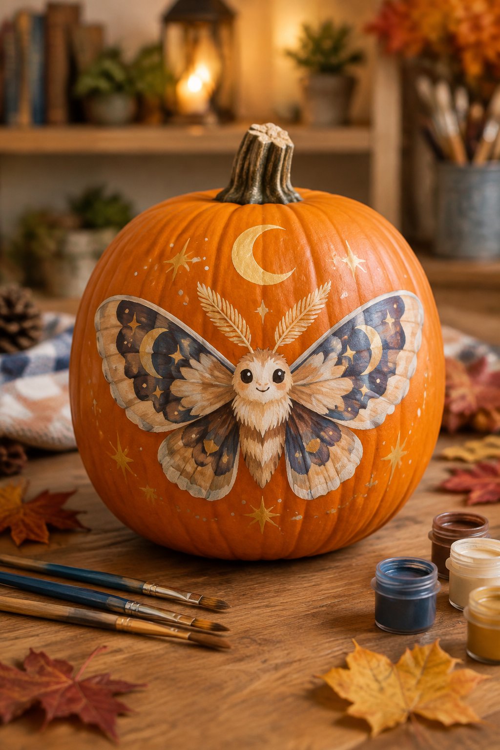 Moth Winged Companion - harry potter pumpkin painting