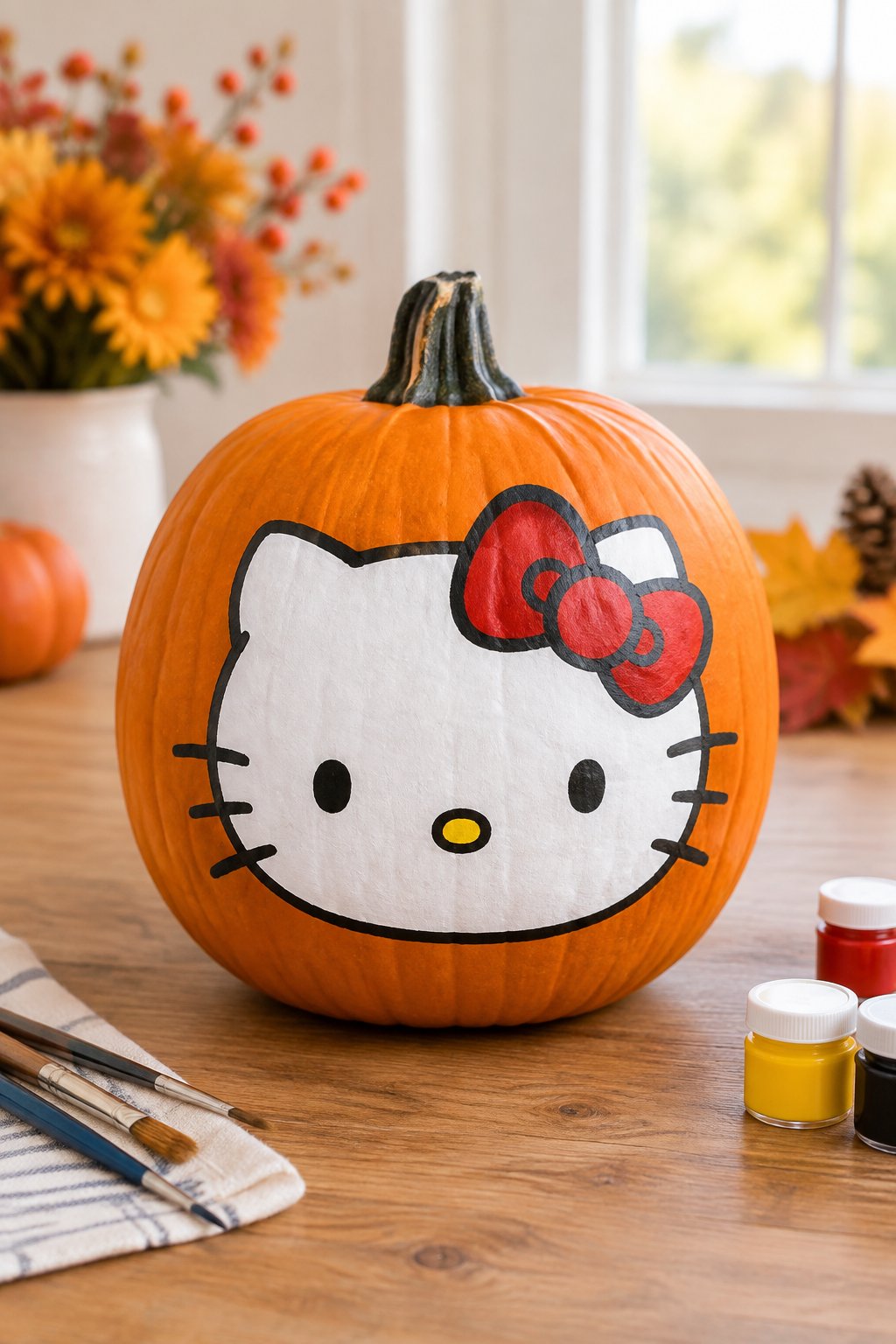 Classic Hello Kitty Face - hello kitty pumpkin painting