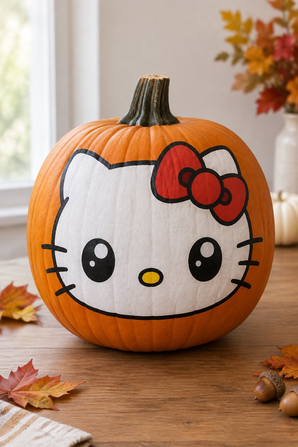 Hello Kitty Big Eyes - hello kitty pumpkin painting