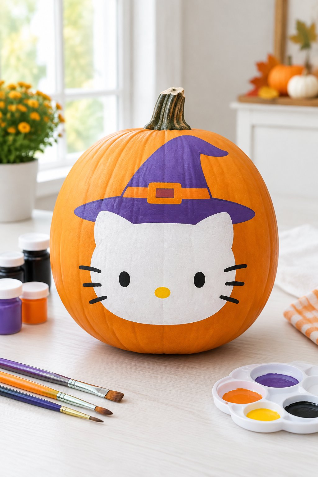 Hello Kitty Witch Hat - hello kitty pumpkin painting
