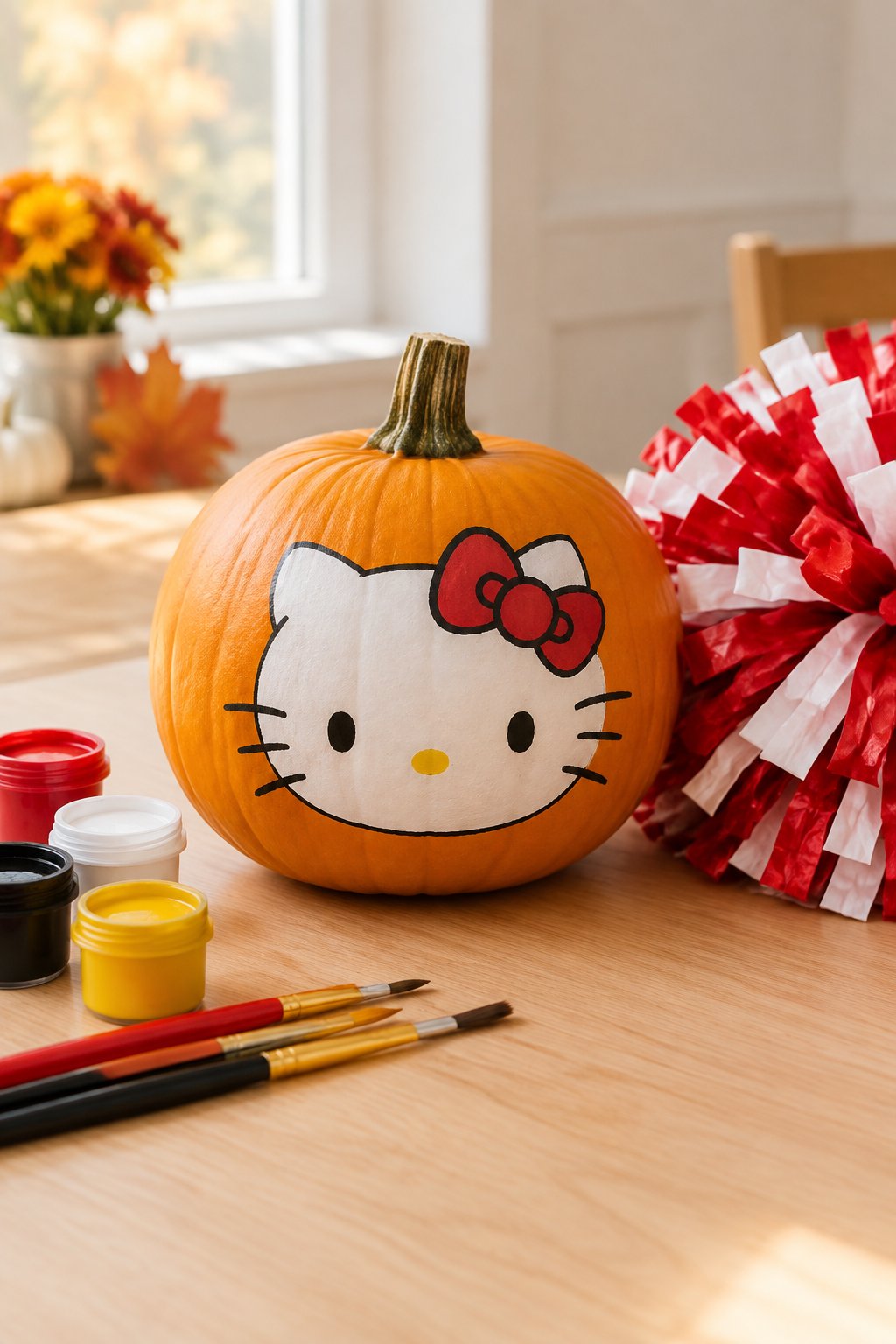 Hello Kitty Cheerleader Bow - hello kitty pumpkin painting