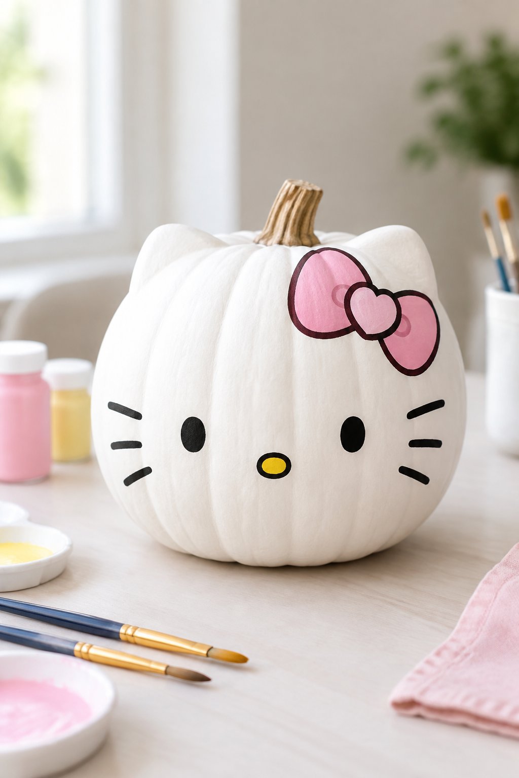 Pastel Heart Bow Pumpkin - hello kitty pumpkin painting