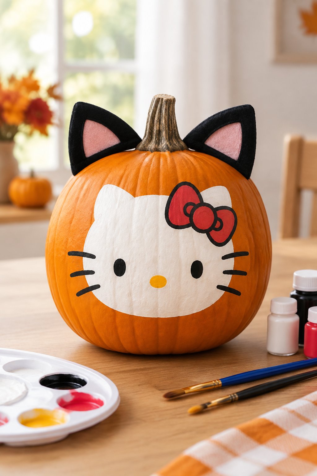 Hello Kitty Black Cat Ears - hello kitty pumpkin painting