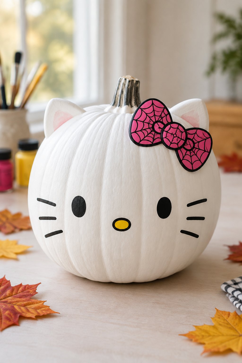 Hello Kitty Spiderweb Bow - hello kitty pumpkin painting