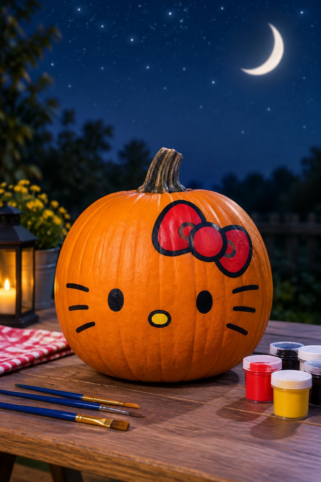 Hello Kitty Moonlit Bow - hello kitty pumpkin painting