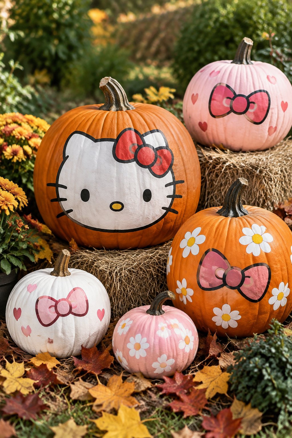 Hello Kitty Pumpkin Patch Scene - hello kitty pumpkin painting