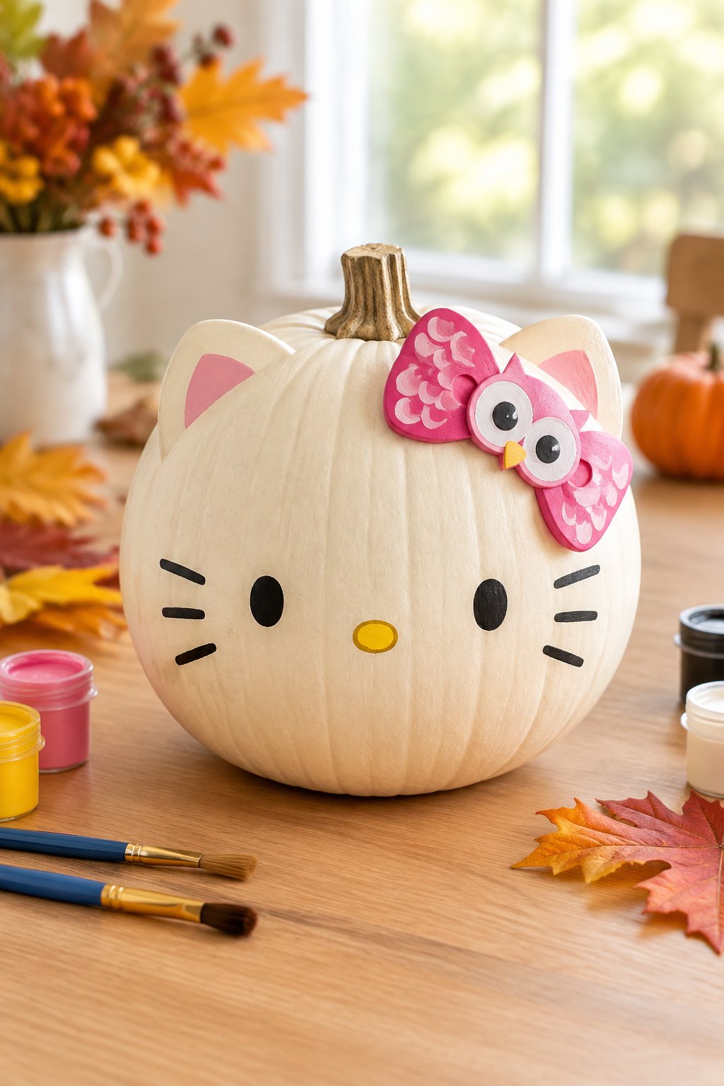 Hello Kitty Owl Friend Bow - hello kitty pumpkin painting