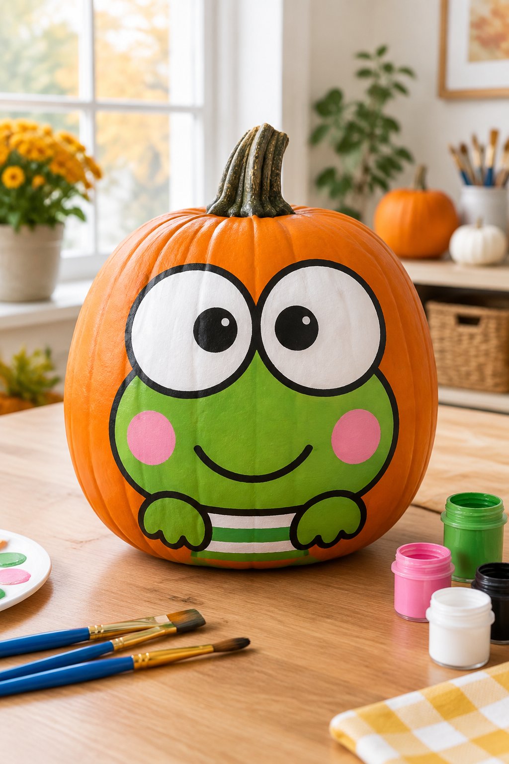 Keroppi Green Frog Pumpkin - hello kitty pumpkin painting