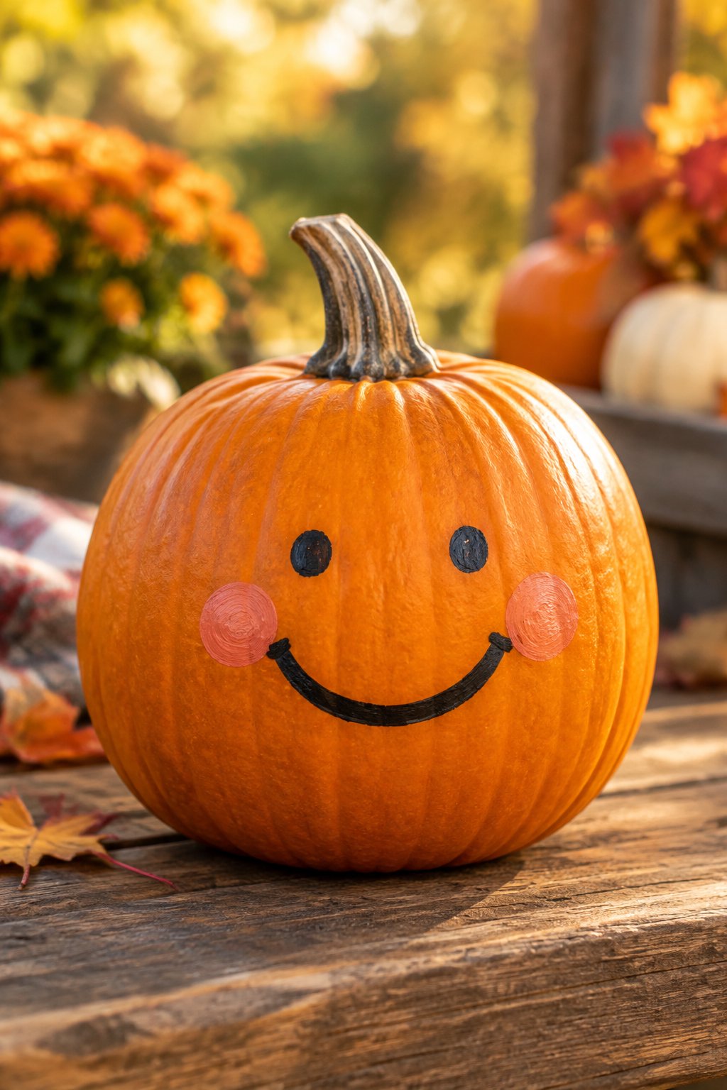 Rosy-Cheek Smiley Face - painted pumpkin faces