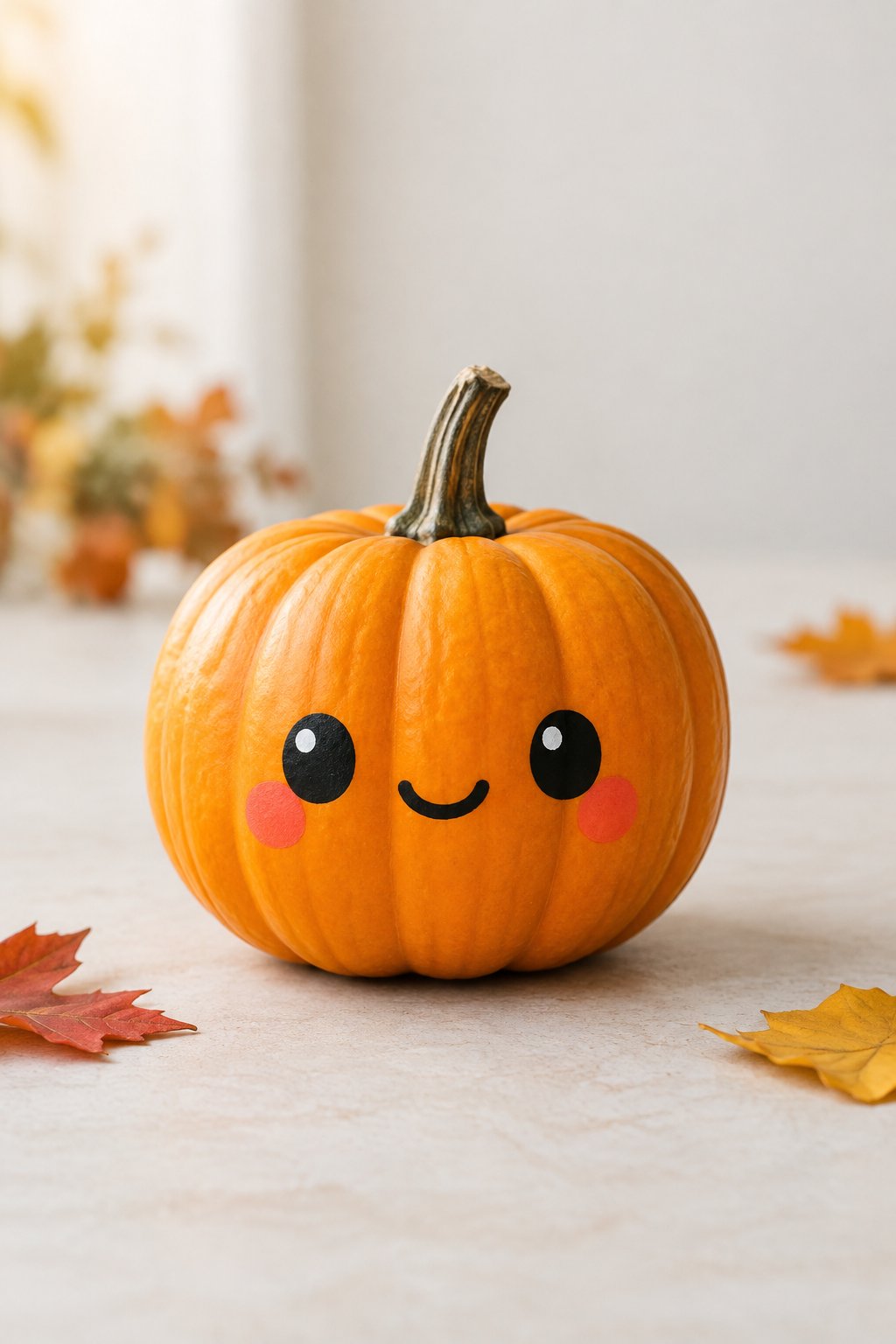 Kawaii Mini Pumpkin Face - painted pumpkin faces