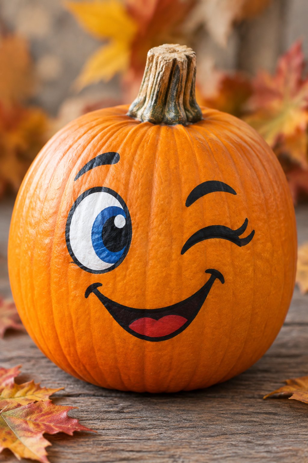 Winking Pumpkin - painted pumpkin faces