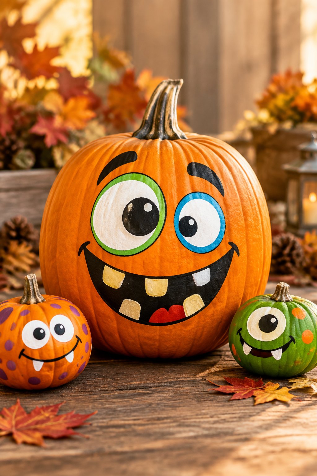 Silly Monster Grin - painted pumpkin faces