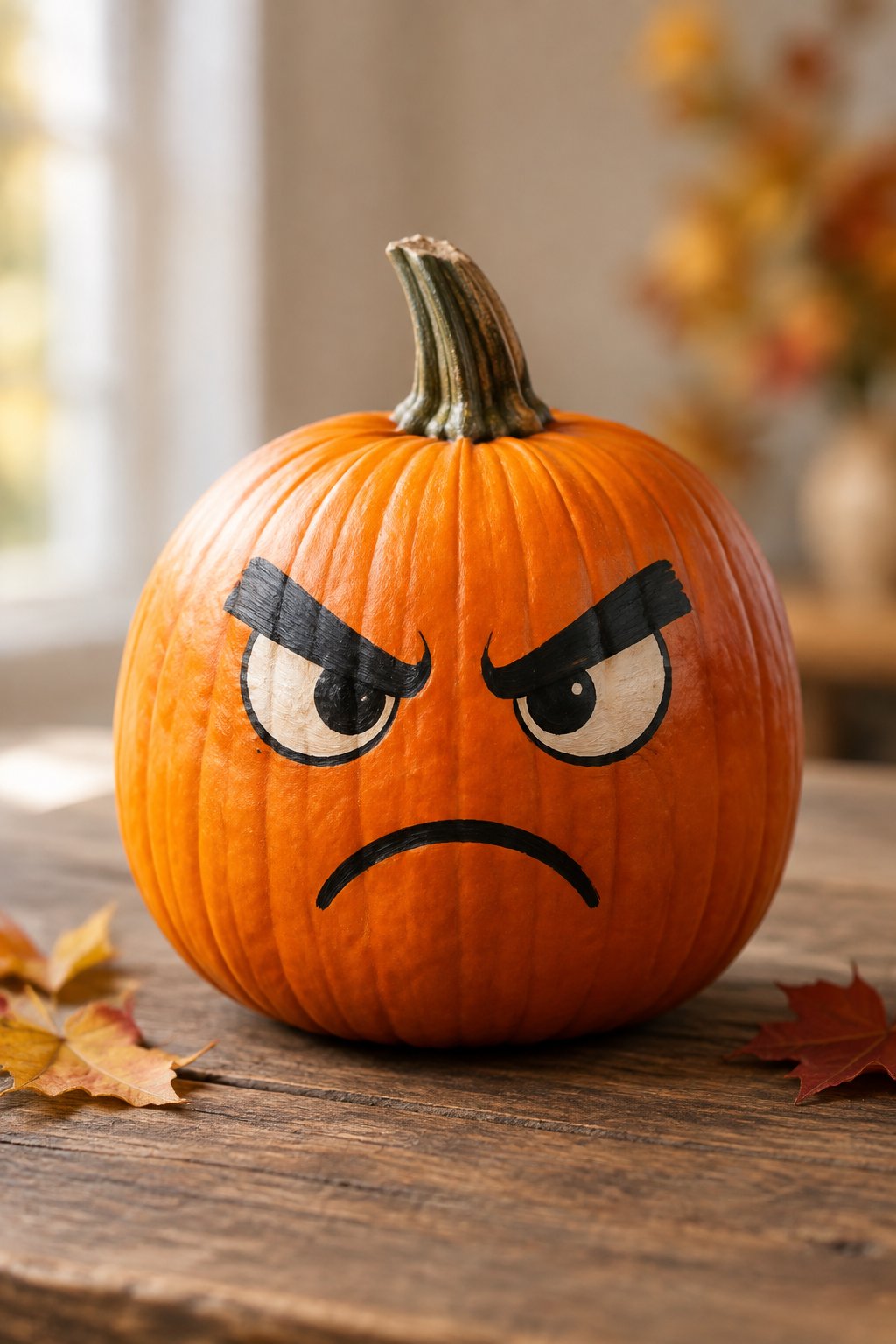 Grumpy Pumpkin Face - painted pumpkin faces