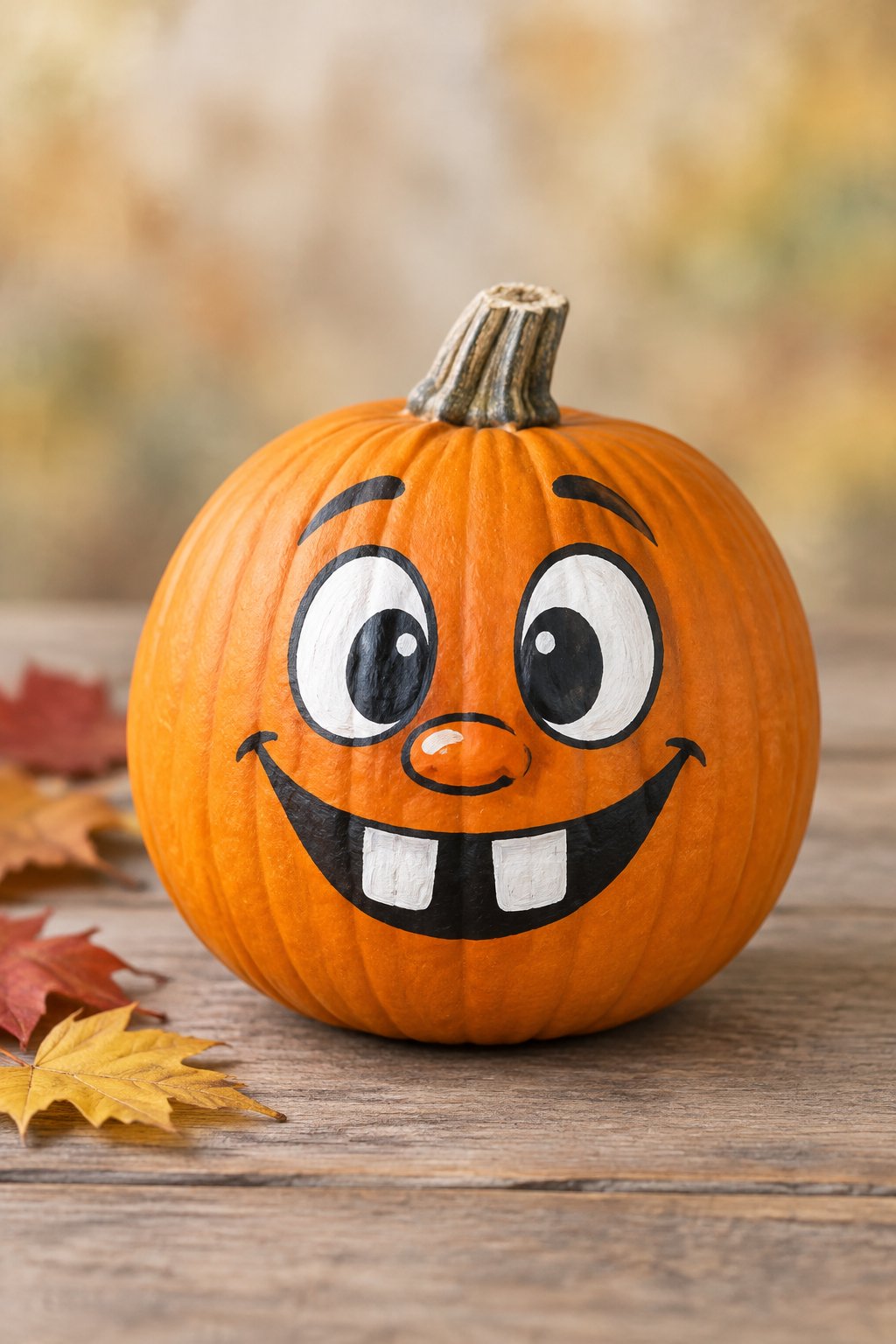 Goofy Gap-Tooth Grin - painted pumpkin faces