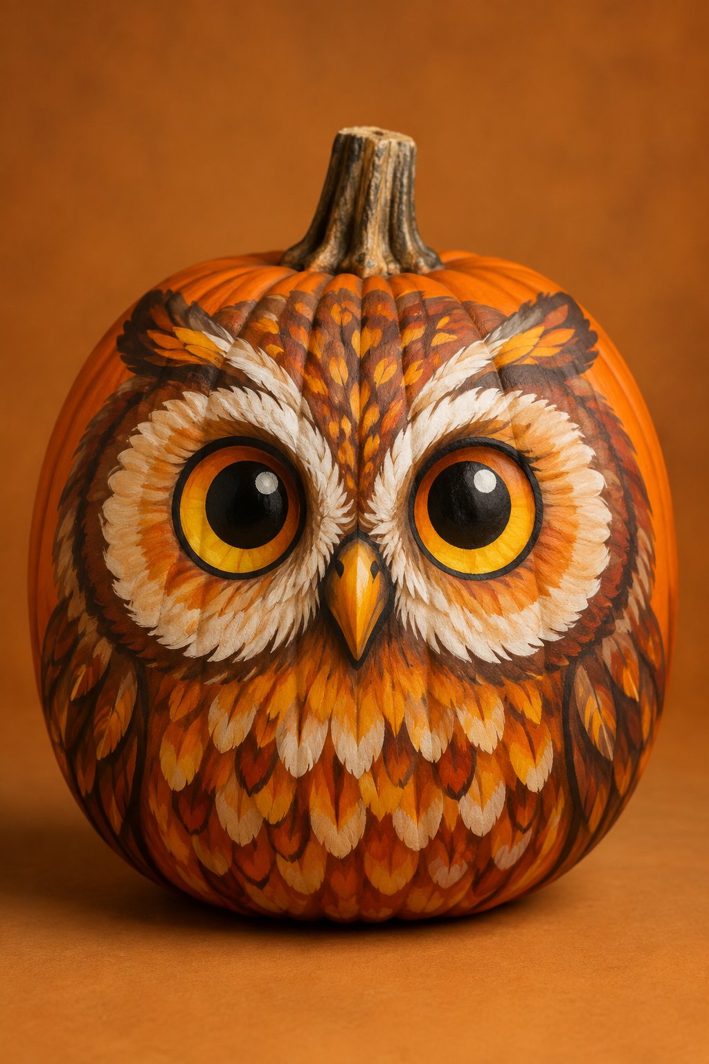 Owl Face Pumpkin - painted pumpkin faces