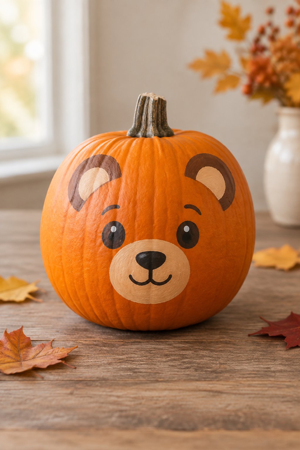 Bear Face Pumpkin - painted pumpkin faces