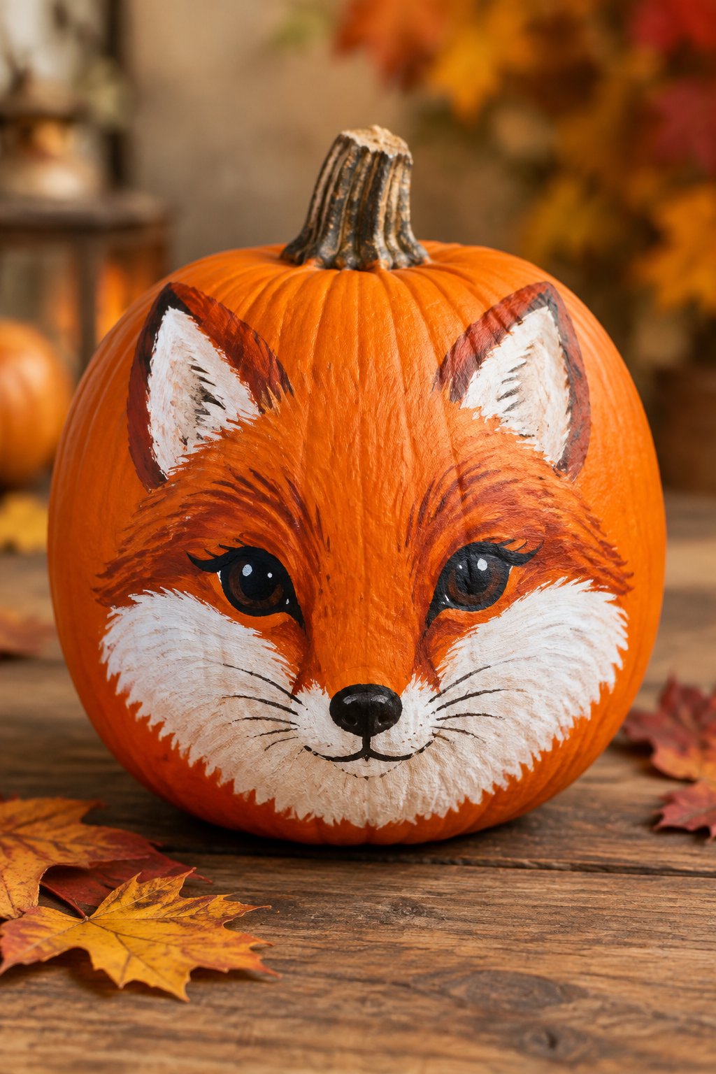 Fox Face Pumpkin - painted pumpkin faces