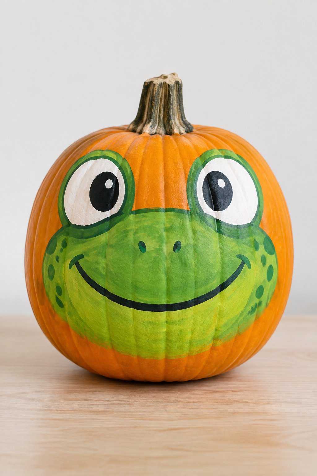 Frog Face Pumpkin - painted pumpkin faces