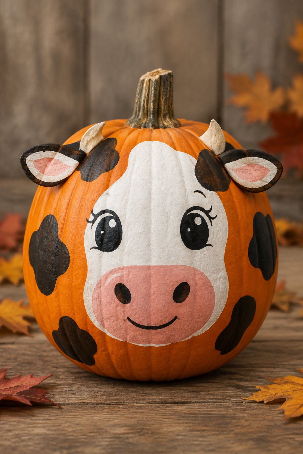 Cow Face Pumpkin - painted pumpkin faces