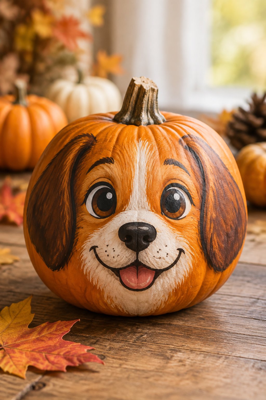 Puppy Dog Face - painted pumpkin faces
