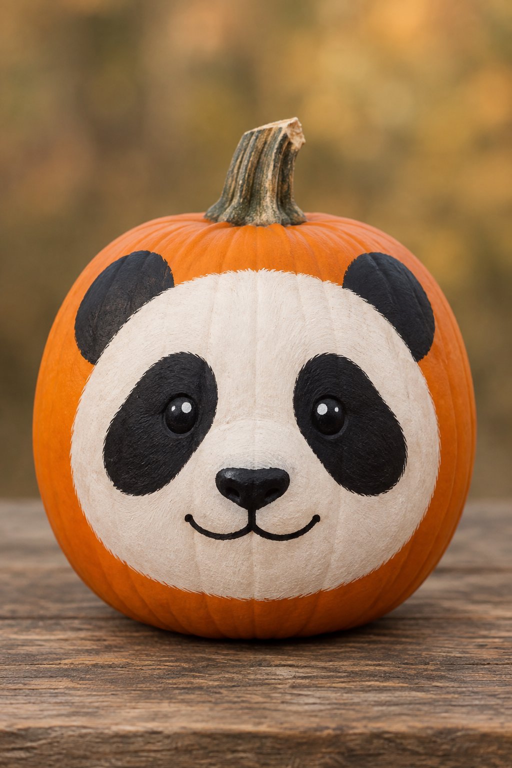 Panda Face Pumpkin - painted pumpkin faces