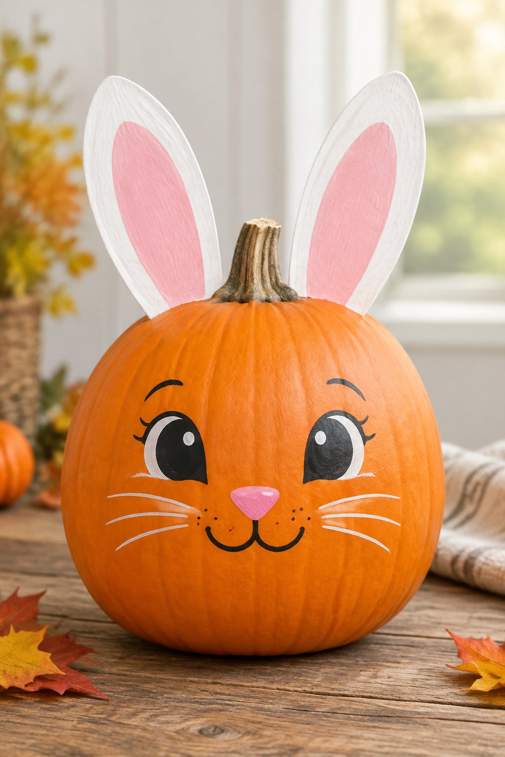 Bunny Face Pumpkin - painted pumpkin faces