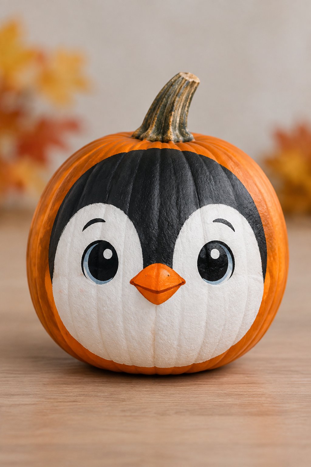 Penguin Face Pumpkin - painted pumpkin faces