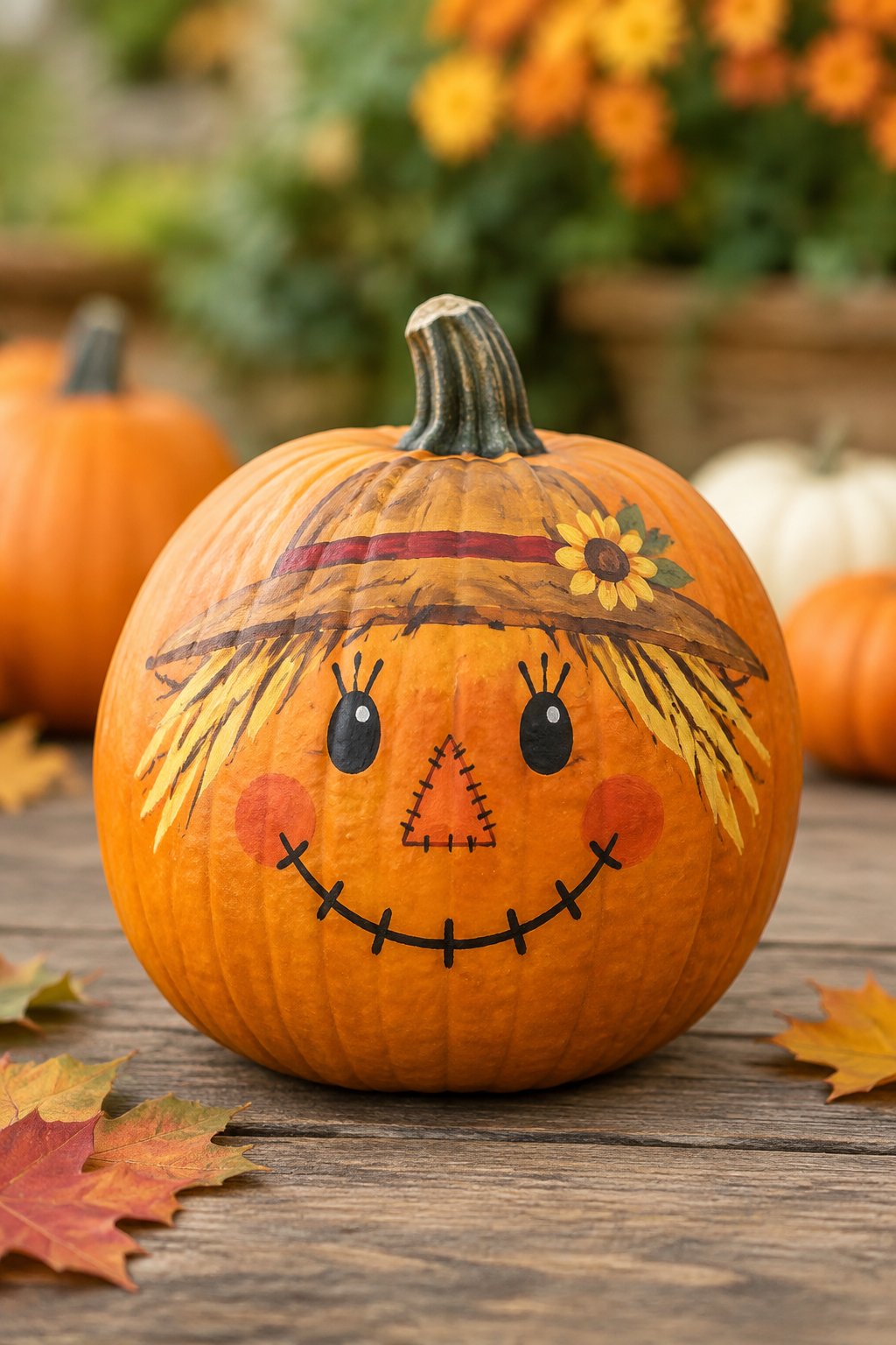 Scarecrow Face - painted pumpkin faces