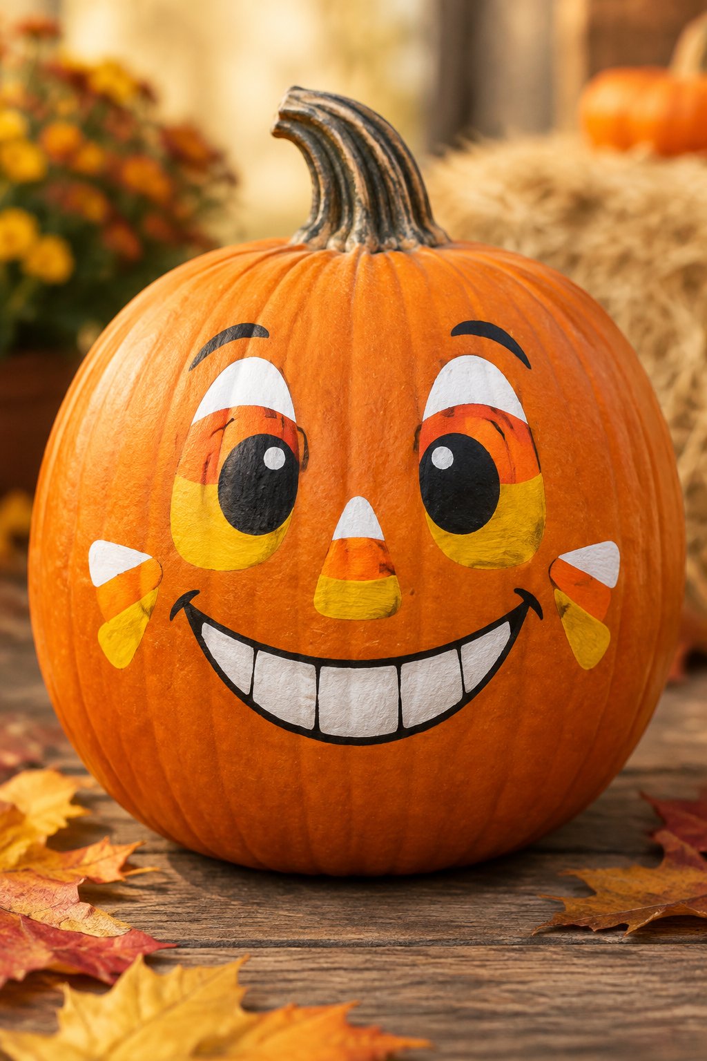 Candy Corn Toothy Smile - painted pumpkin faces
