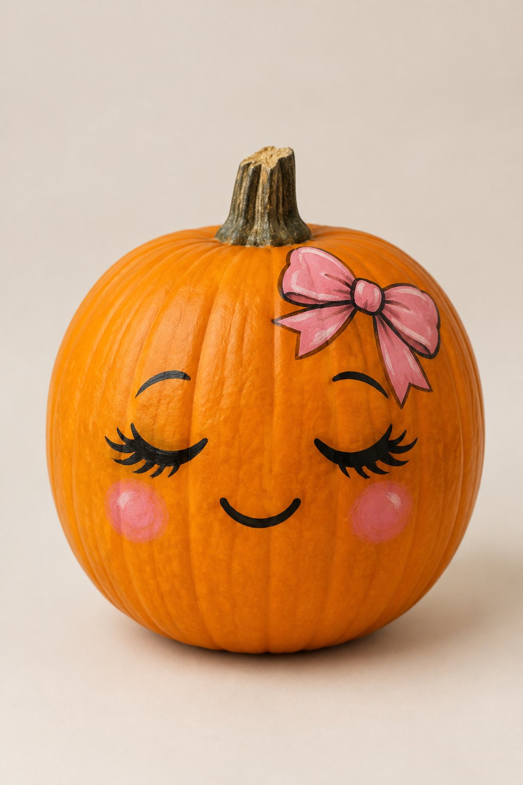 Bow and Lashes Girly Face - painted pumpkin faces