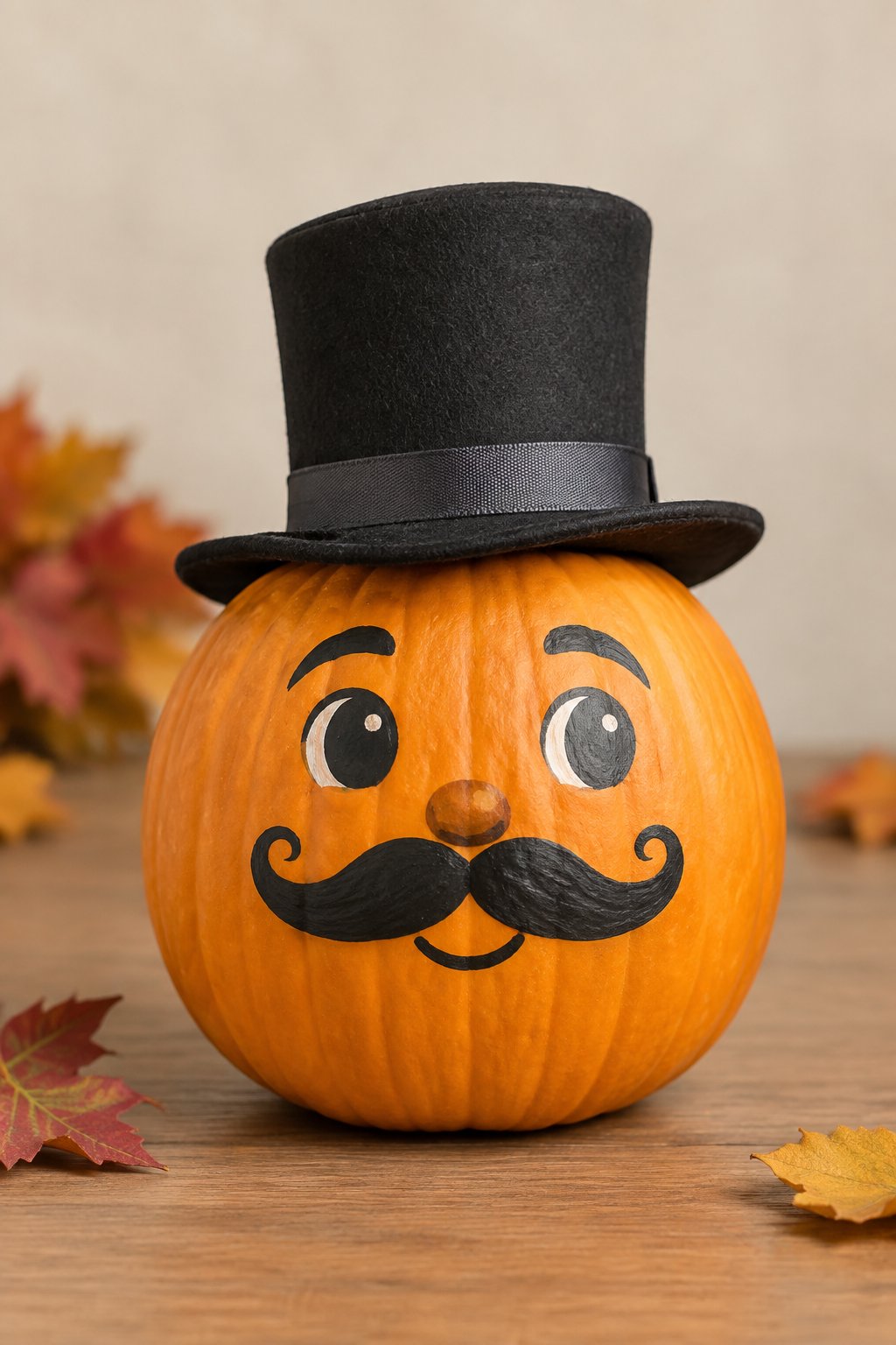 Mustache Gentleman Pumpkin - painted pumpkin faces