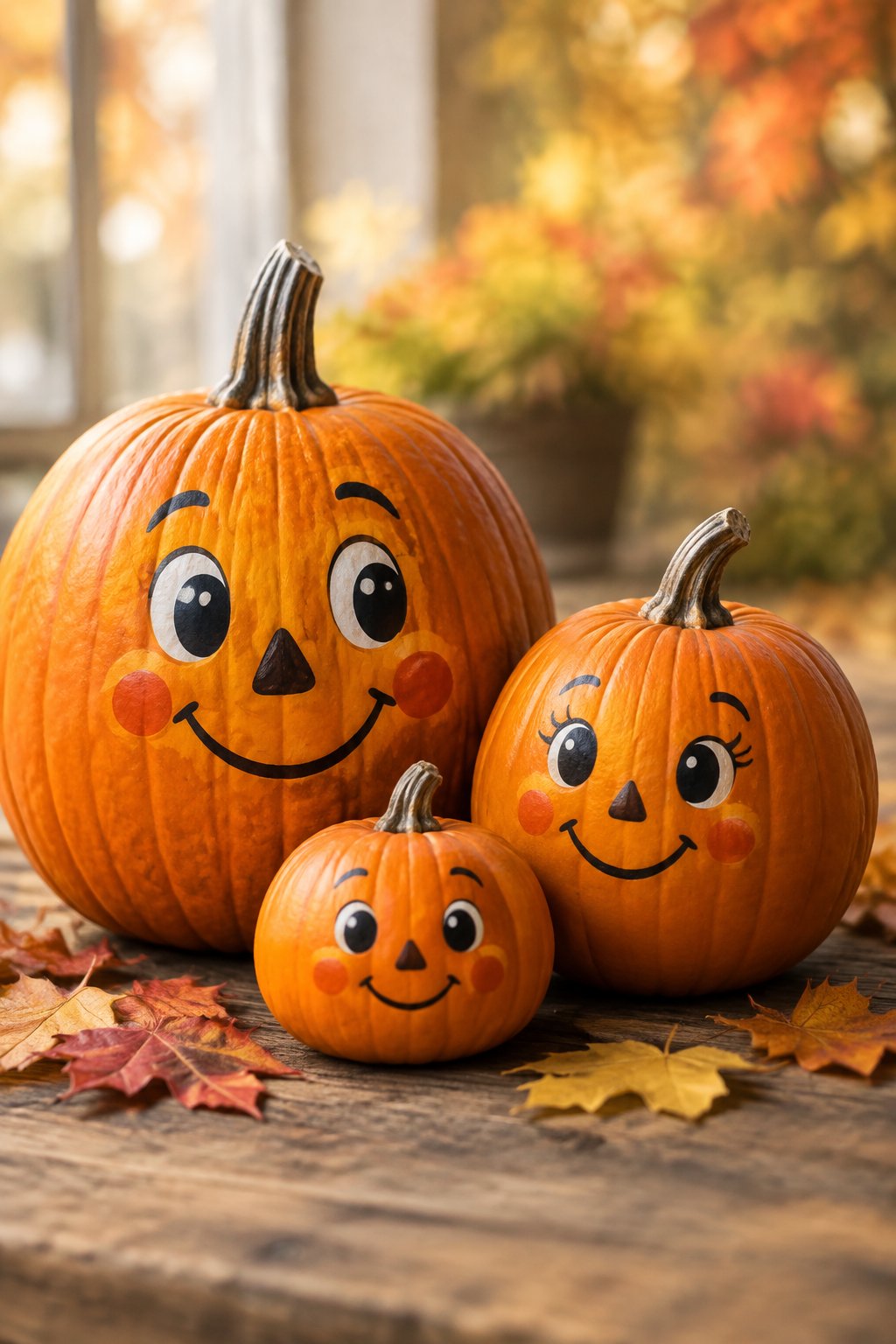 Pumpkin Family Faces - painted pumpkin faces