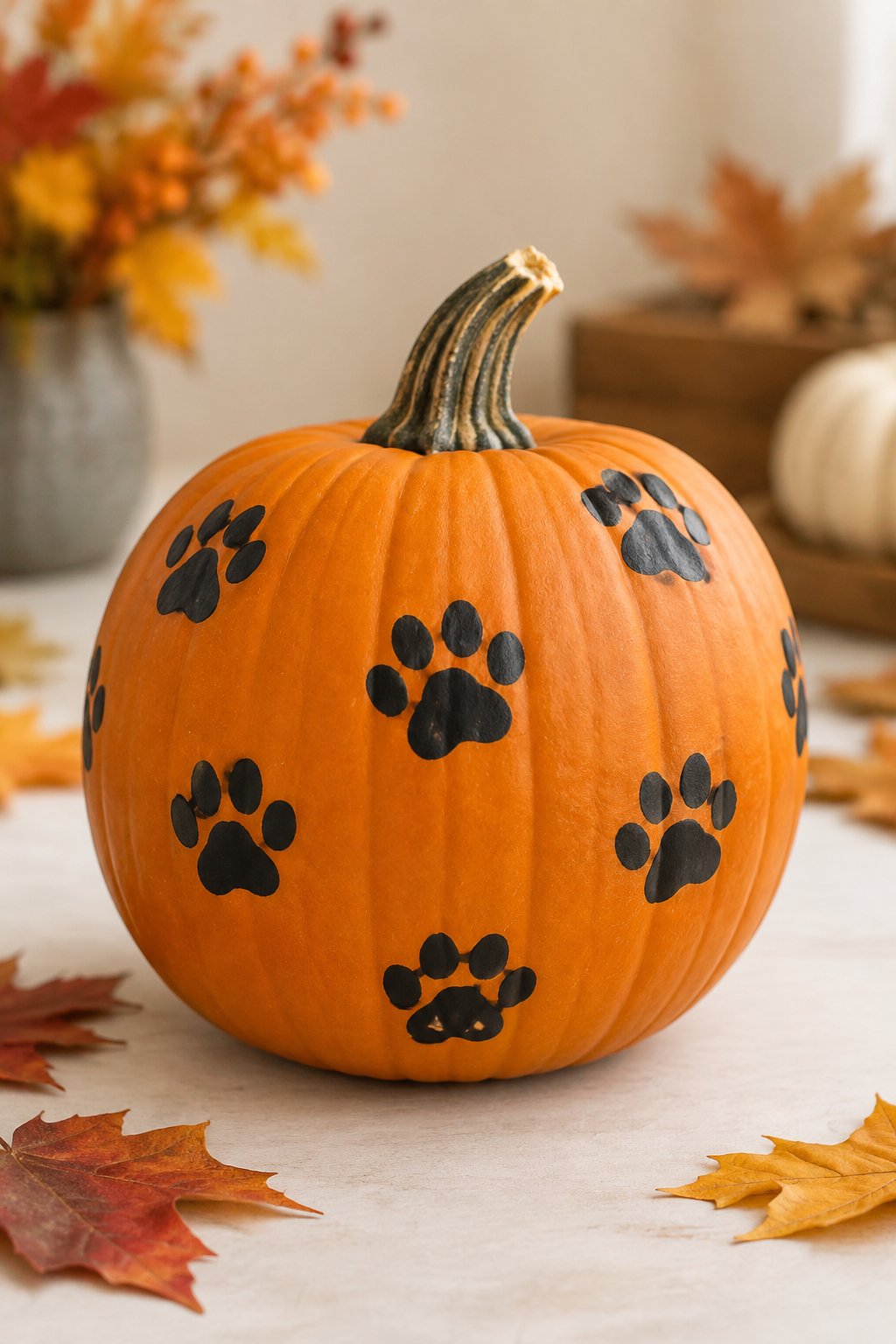 Paw Print Pumpkin - painted pumpkin ideas for kids