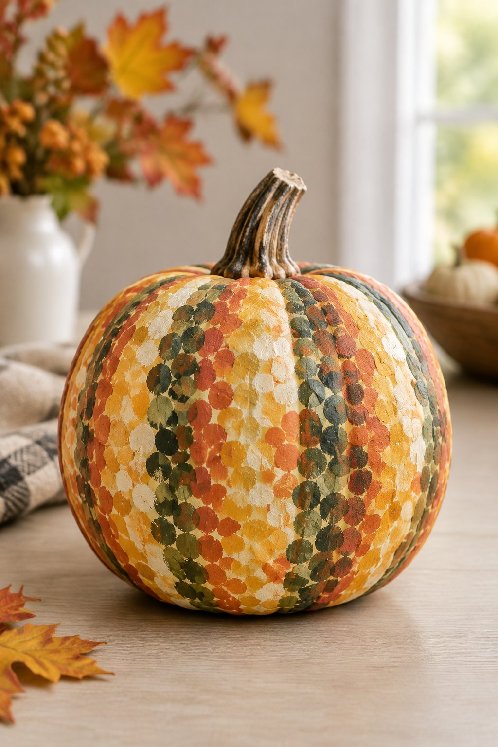Sponge-Dab Pumpkin - painted pumpkin ideas for kids