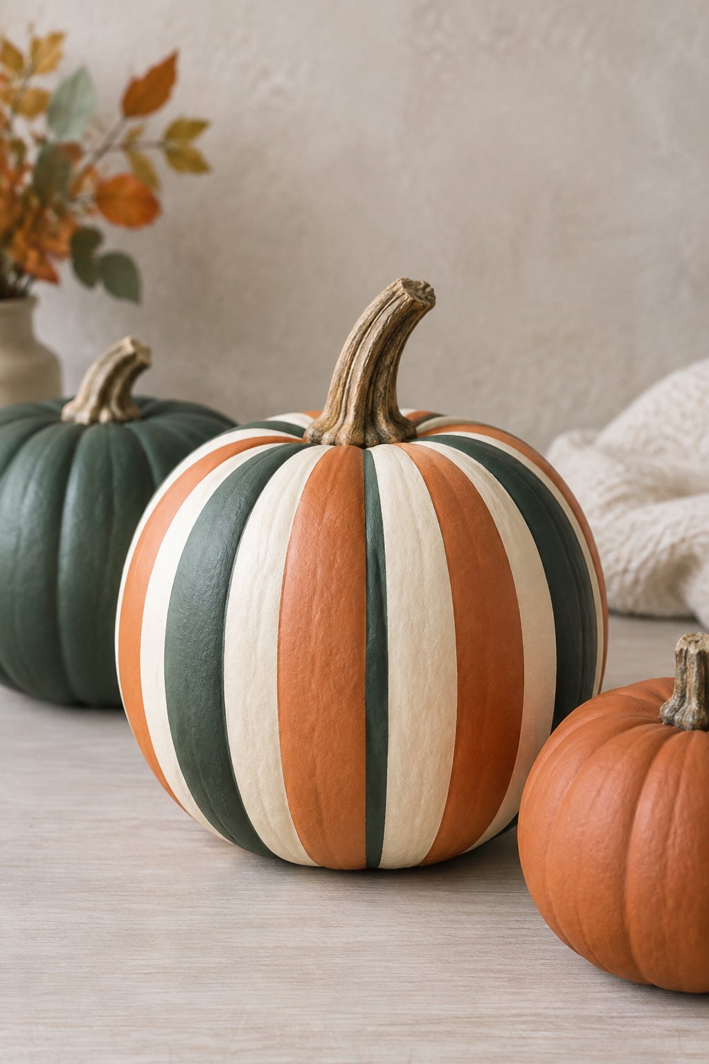 Tape Resist Stripes - painted pumpkin ideas for kids