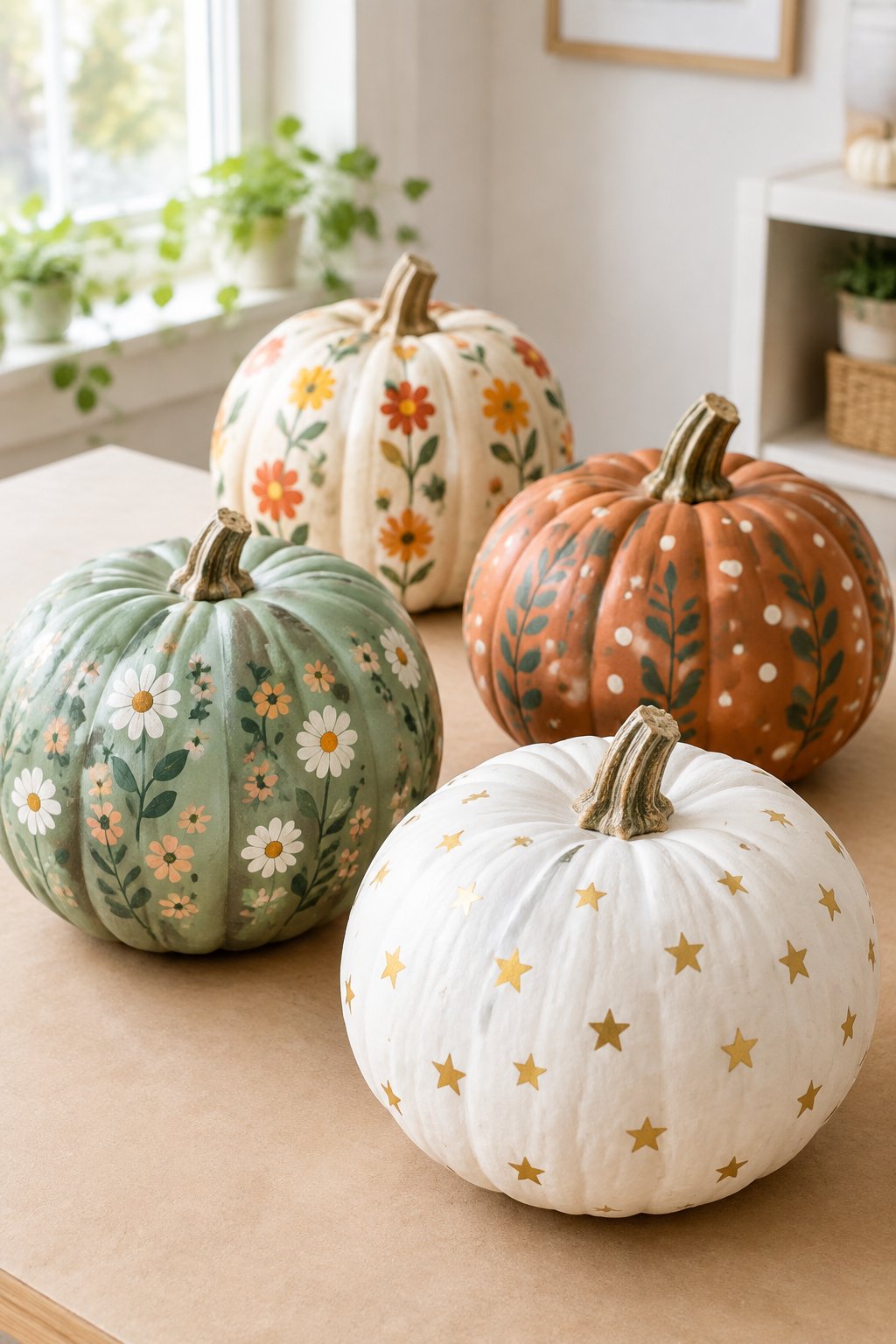 Sticker-and-Paint Pumpkin - painted pumpkin ideas for kids