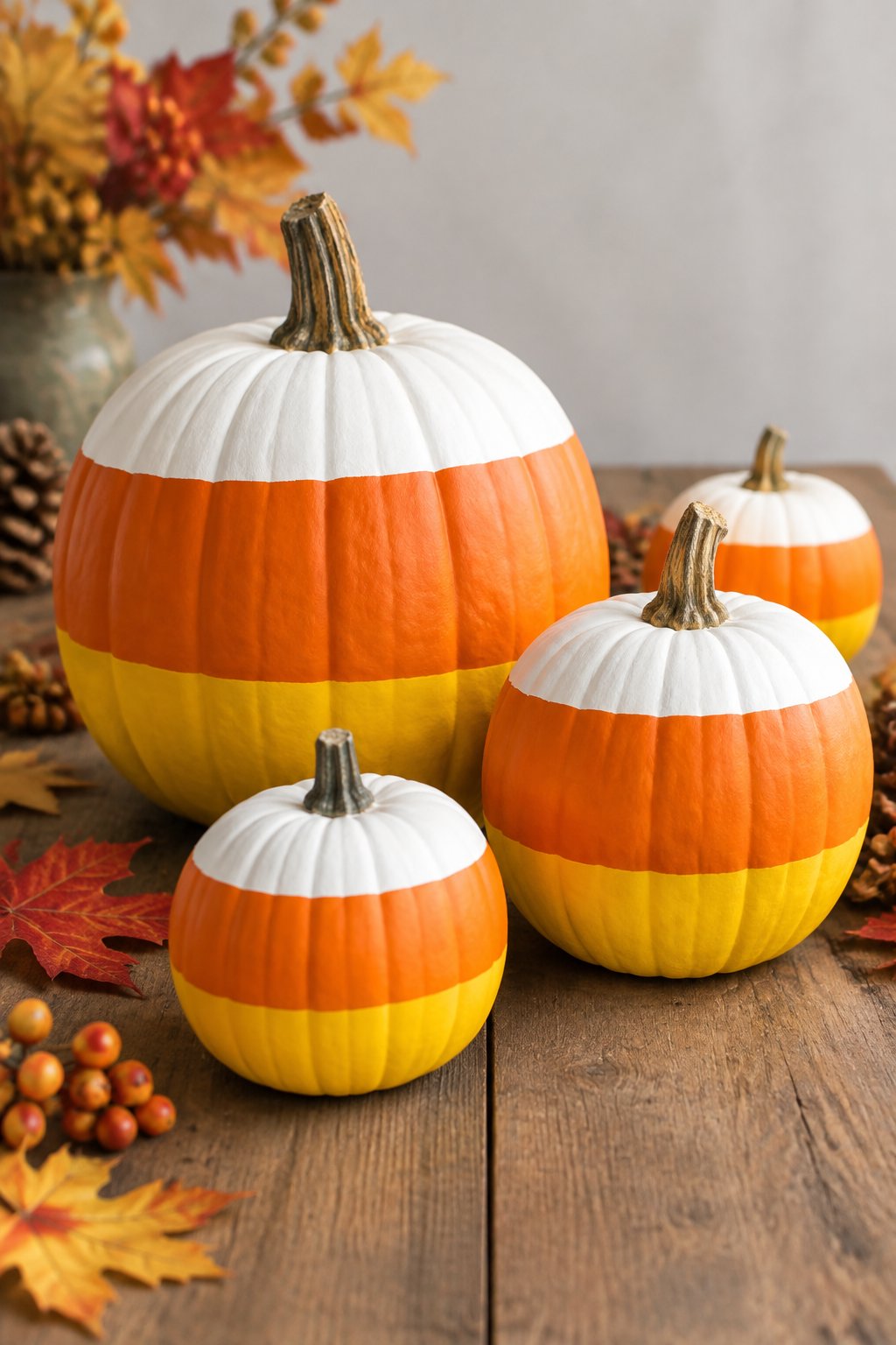 Candy Corn Stripes - painted pumpkin ideas for kids