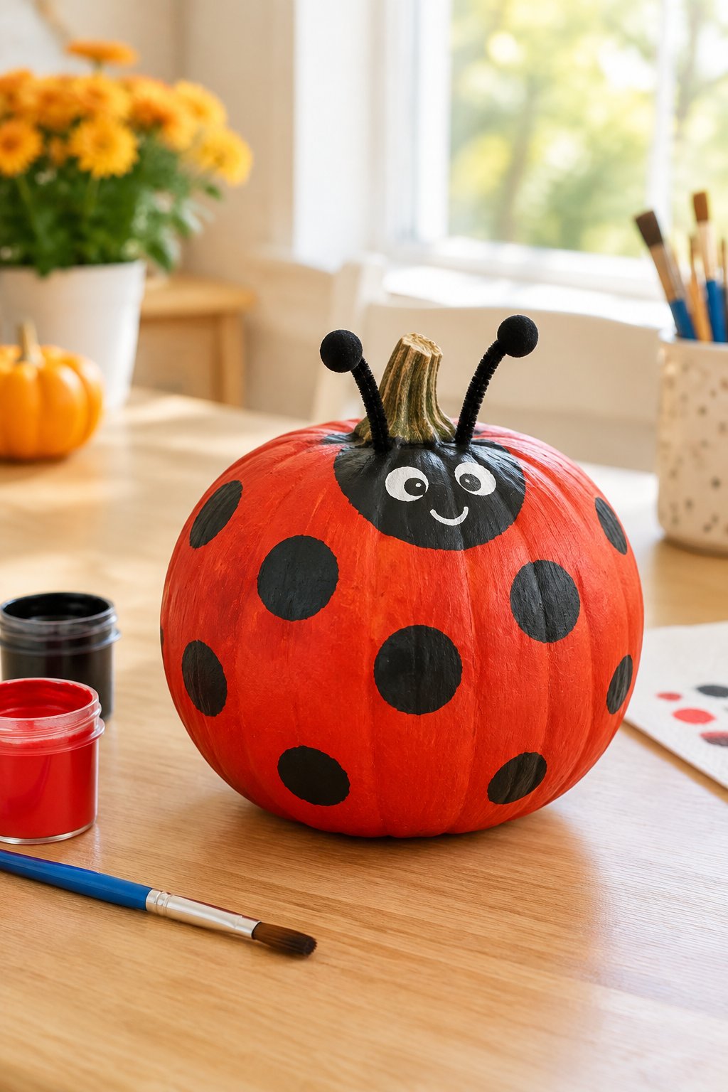 Ladybug Pumpkin - painted pumpkin ideas for kids