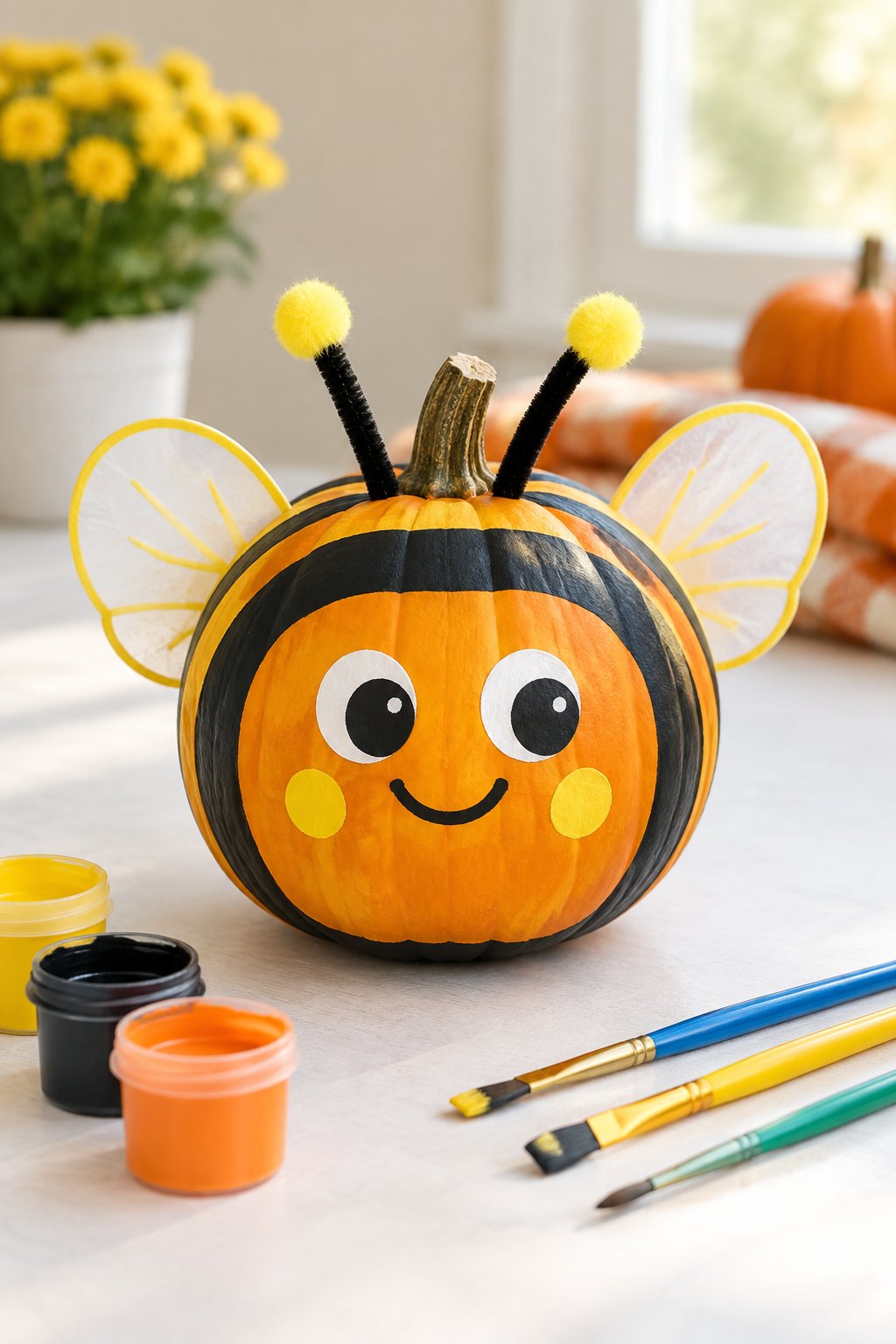 Bumblebee Pumpkin - painted pumpkin ideas for kids