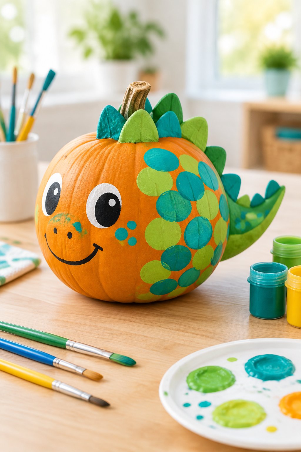 Dinosaur Pumpkin - painted pumpkin ideas for kids