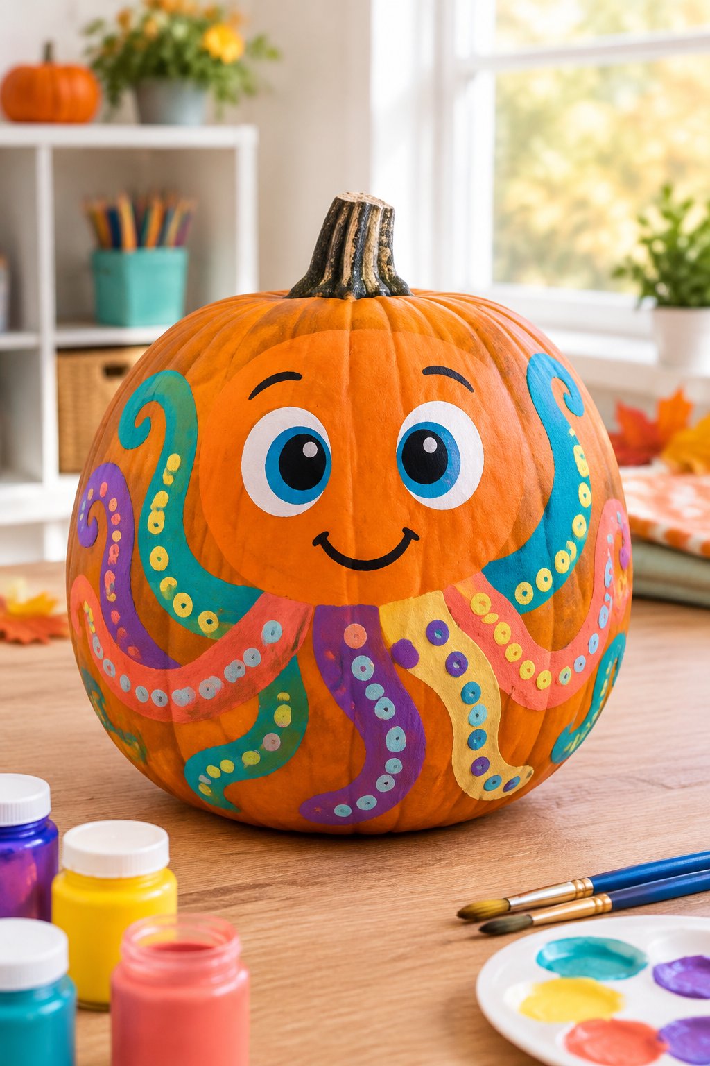 Octopus Pumpkin - painted pumpkin ideas for kids