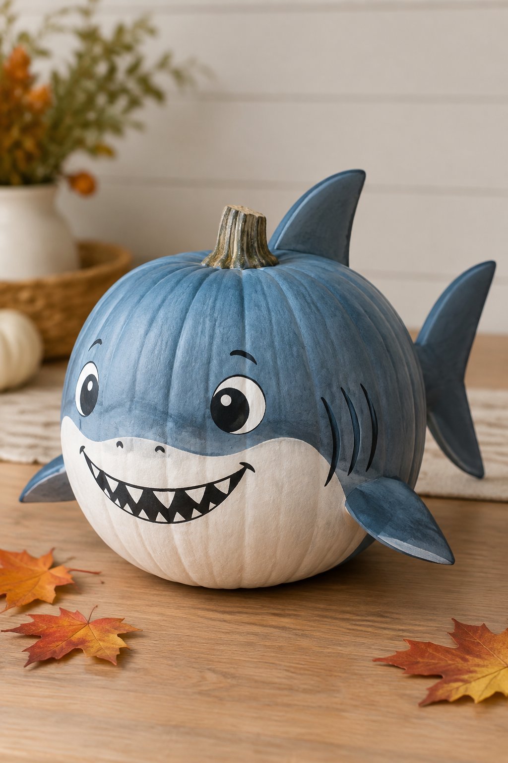Shark Pumpkin - painted pumpkin ideas for kids