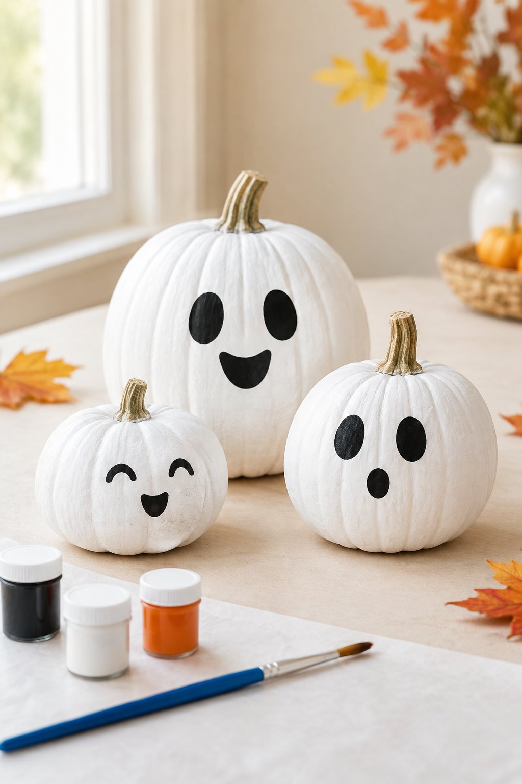 Ghost Family Minis - painted pumpkin ideas for kids