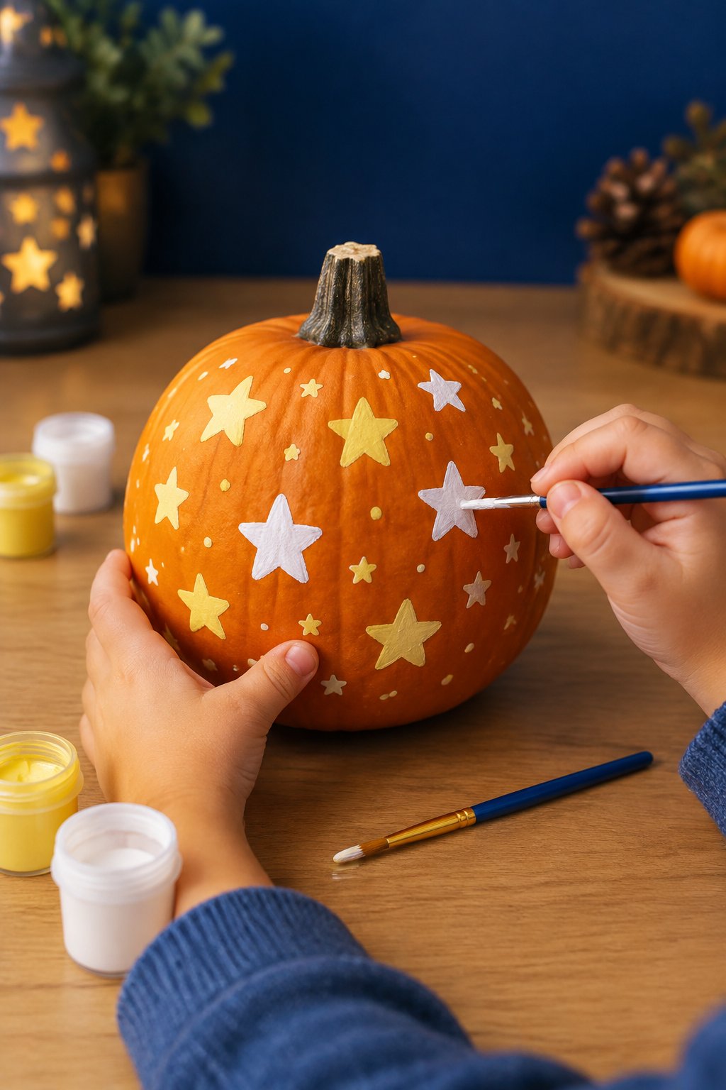Glow-in-the-Dark Stars - painted pumpkin ideas for kids
