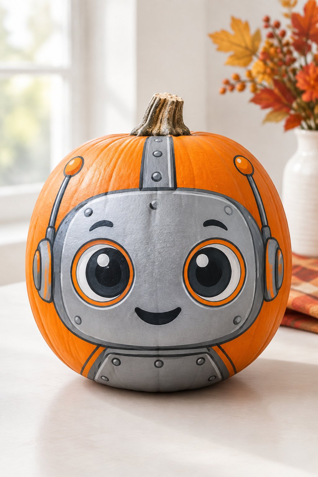 Robot Pumpkin - painted pumpkin ideas for kids