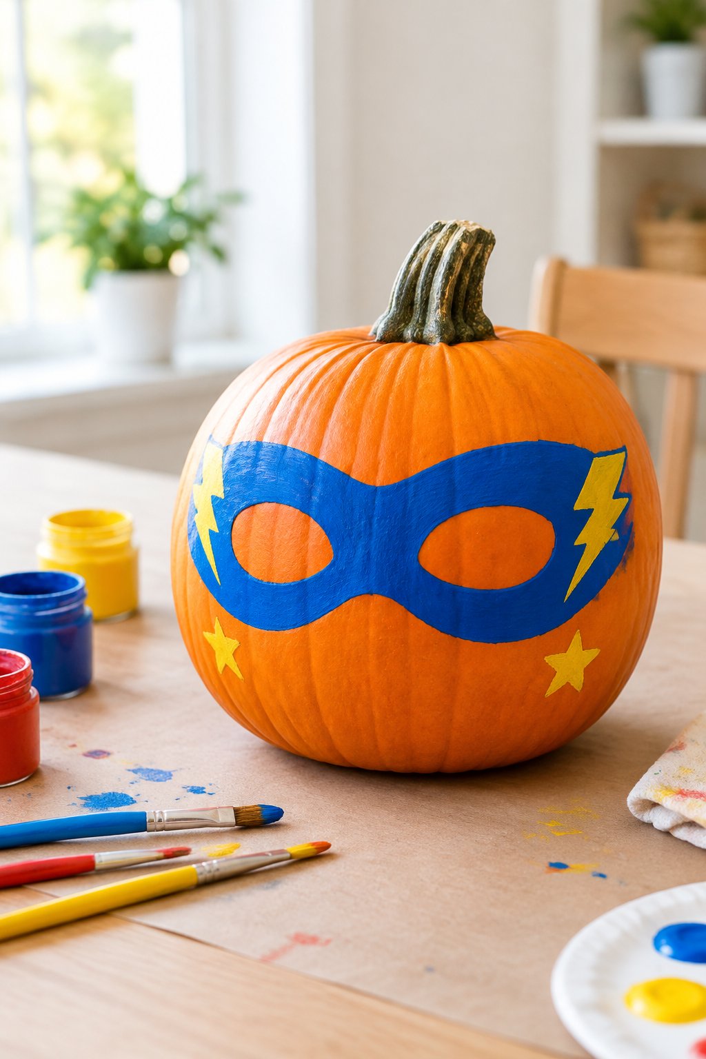 Superhero Mask Pumpkin - painted pumpkin ideas for kids