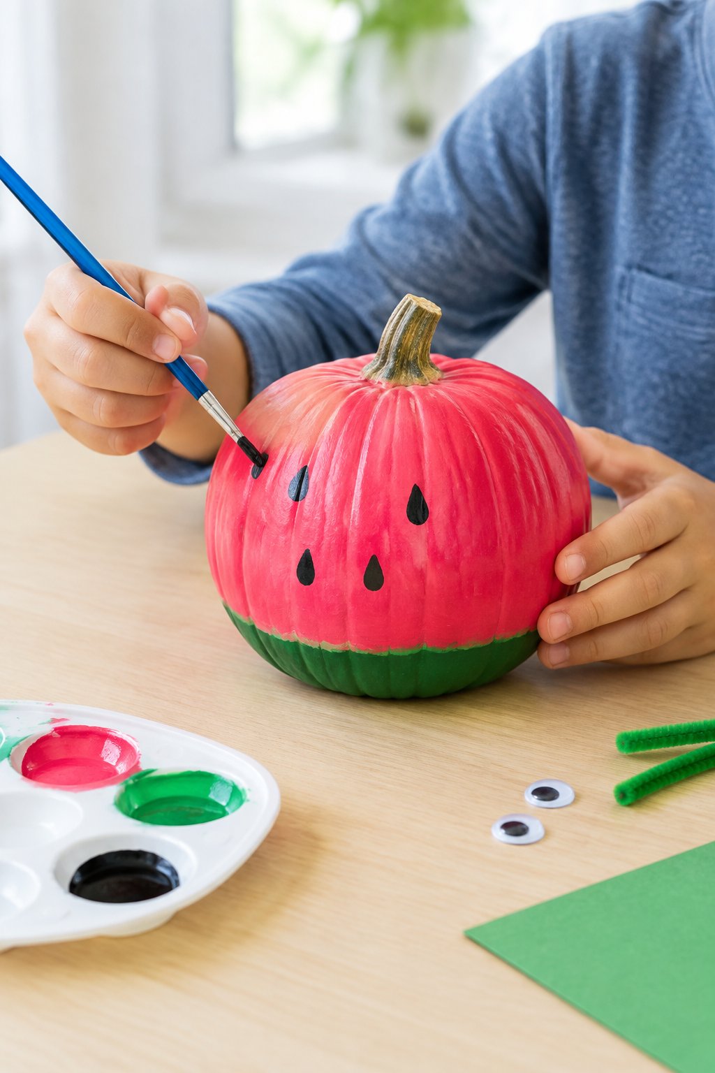 Watermelon Pumpkin - painted pumpkin ideas for kids