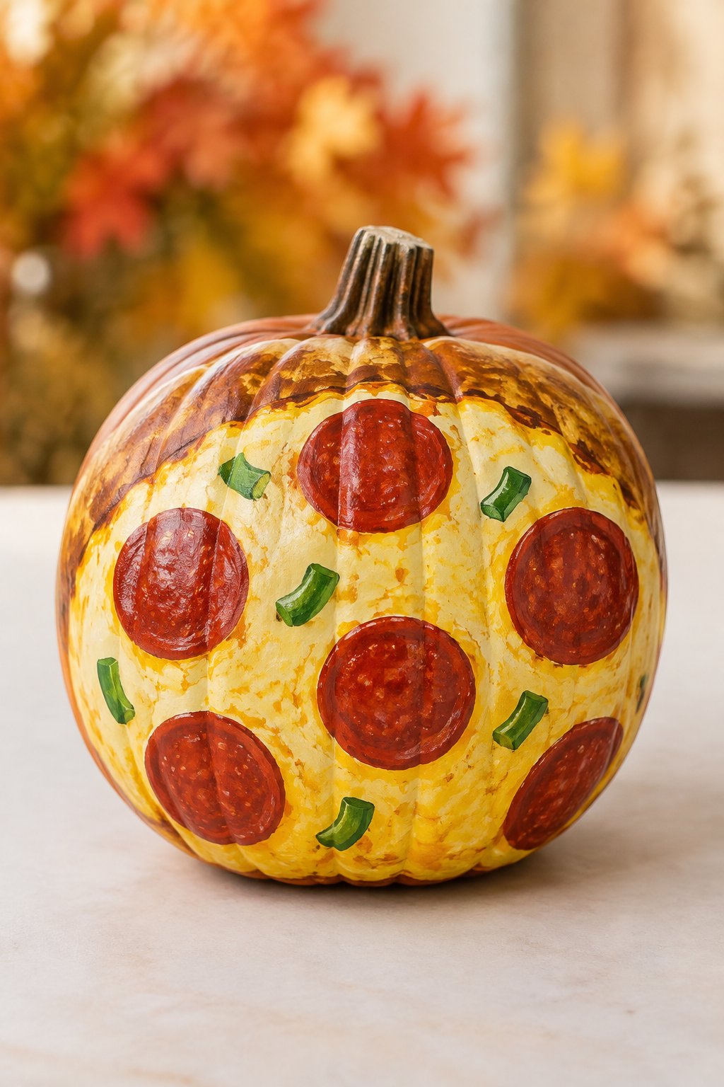 Pizza Slice Pumpkin - painted pumpkin ideas for kids
