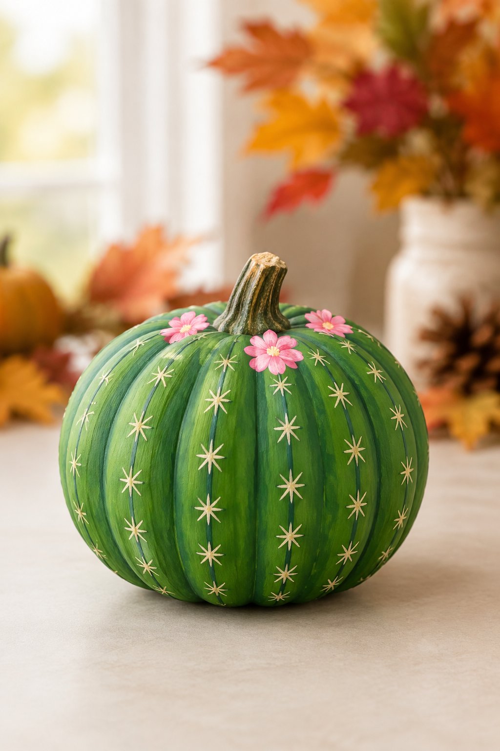 Cactus Pumpkin - painted pumpkin ideas for kids
