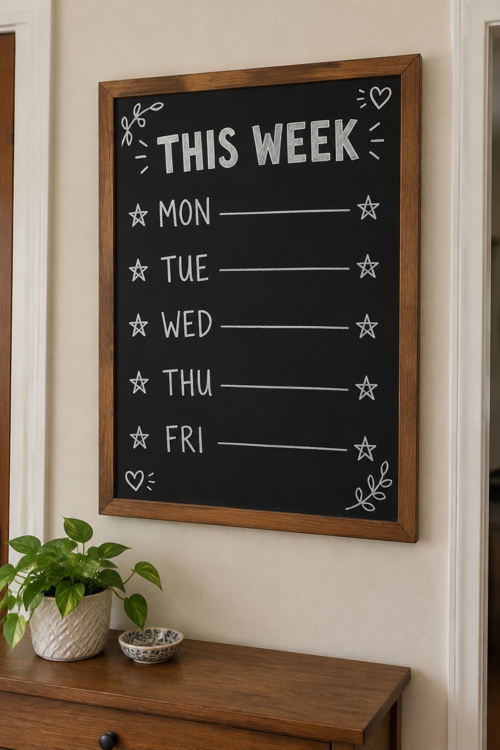 Week at a Glance: a hand-drawn winter chalkboard sign reading "THIS WEEK".